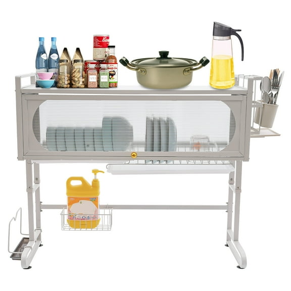 Miumaeov 34.25in Dish Drainer Over The Sink Cutlery Dish Drying Rack Kitchen Organizer Storage Rack