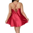 thumbnail image 4 of Wdfiry Nightgowns for Women Comfortable Homewear Silk Satin Spaghetti Strap Nightshirt Solid Color Plus Size Sleeveless Tie Short Nightdress, 4 of 4