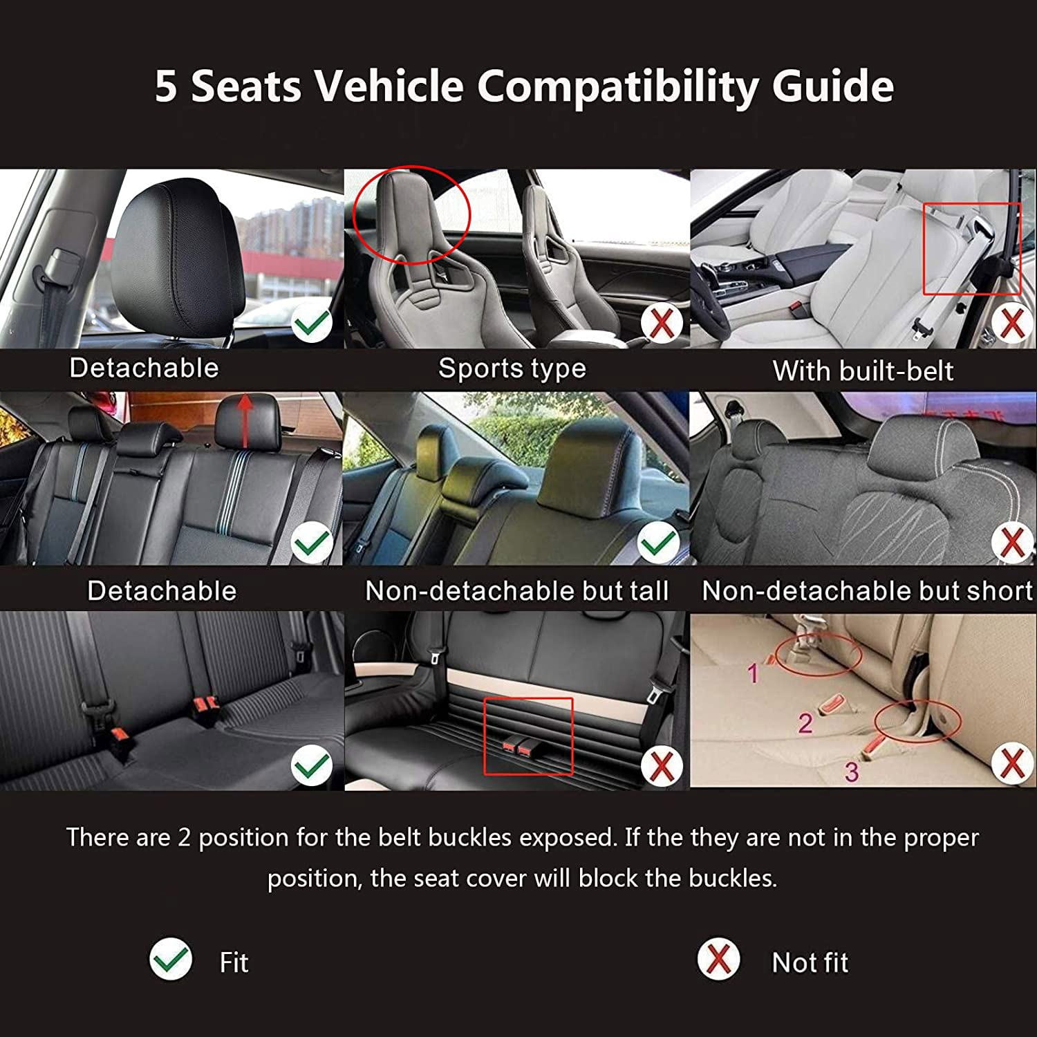 OTOEZ Car Seat Cover 5 Seats Full Set Waterproof Breathable Universal Fit for Auto Sedan SUV Truck, Pink