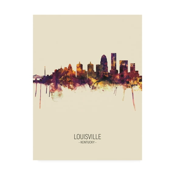 Trademark Fine Art 'Louisville Kentucky City Skyline Portrait III' Canvas Art by Michael Tompsett