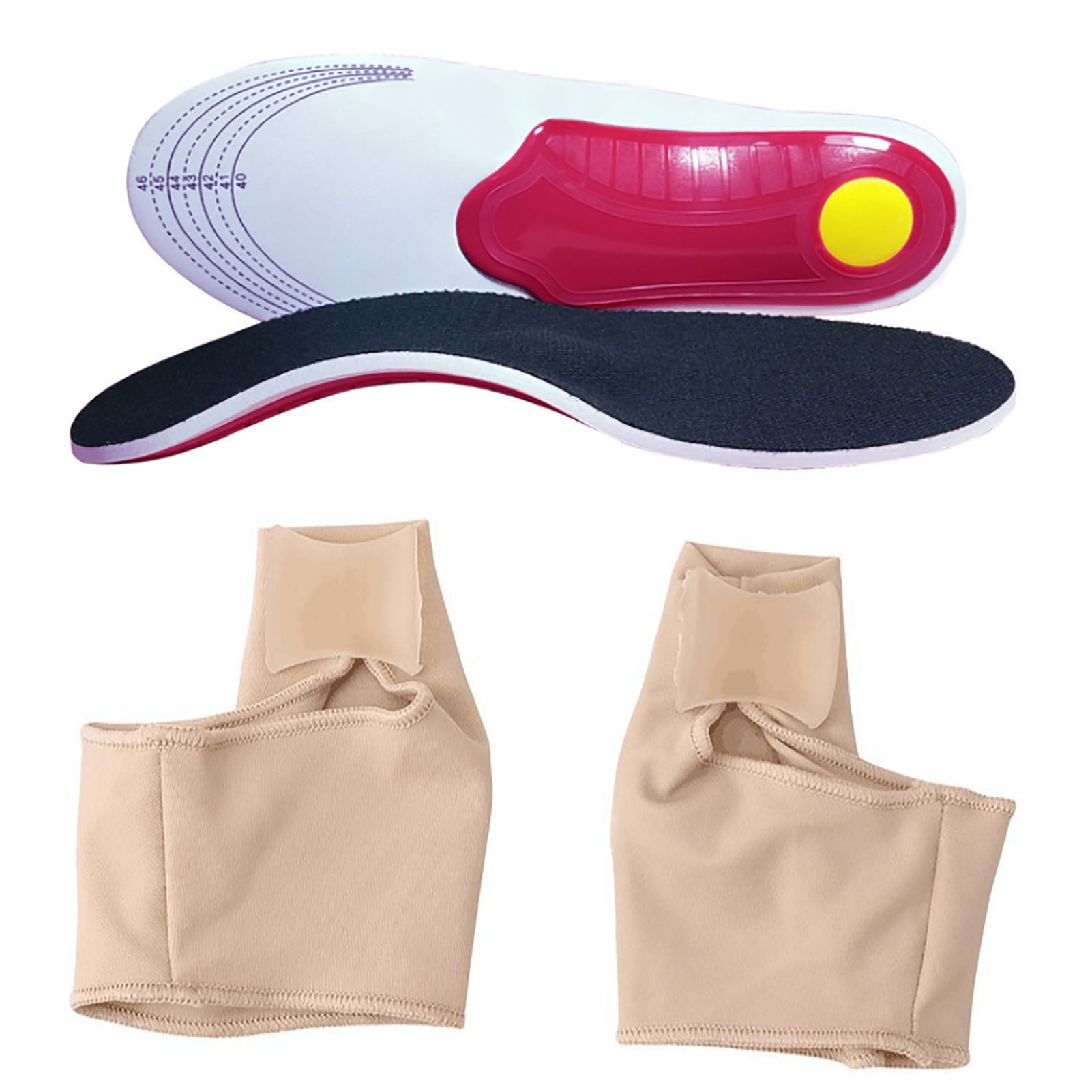 Foot Orthotic Insoles Cuttable Arch Support Inserts with Valgus Bunion Corrective Sock Red Back L 41 46 Walmart