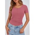thumbnail image 3 of Remera PRETTYGARDEN Mujer Otoño-Verano 2025 con Cuello Henley Acanalado, 3 of 9