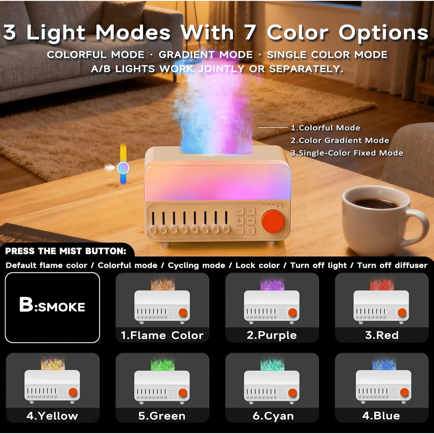 HEEYCEM 4-in-1 Aroma Essential Oil Diffuser with Bluetooth Speaker Function, Humidifier, 12 Colors Night Light with 8 Nature Sounds, White Noise & Timer for Bedroom, Baby, Adults, and Kids