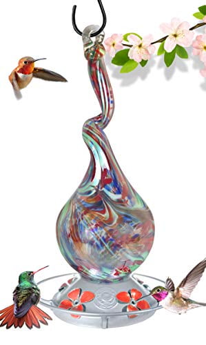 26 Fluid Ounces Details about   Grateful Gnome Tall Speckled Mushroom Glass Hummingbird Feeder 