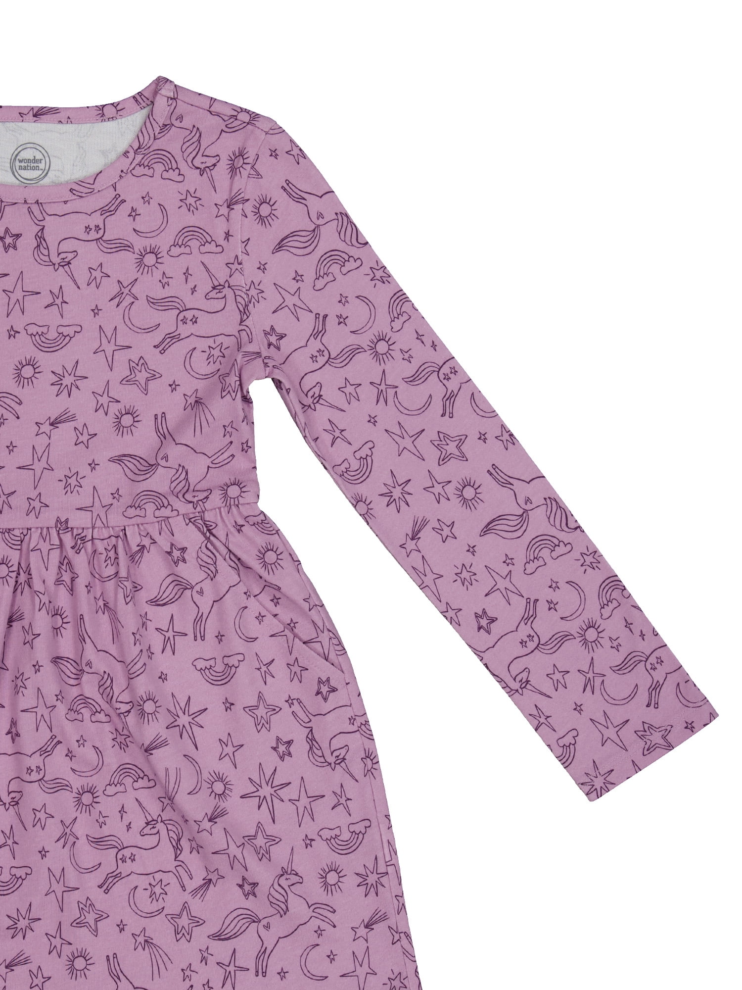 Wonder Nation Girls Long Sleeve Play Dress, Sizes 4-18 & Plus