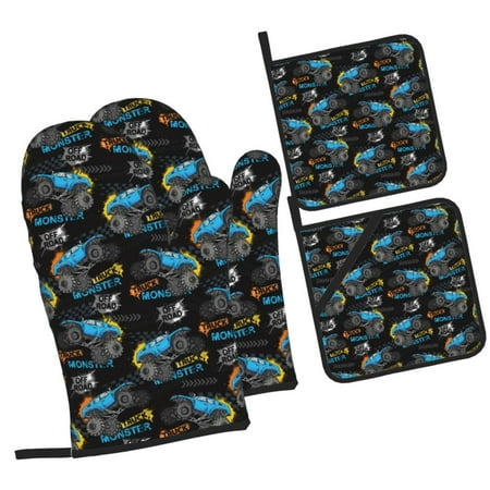 

Zufioo Cool Off-Road Vehicle Oven Mitts and Pot Holders 4pcs Set Kitchen Oven Glove High Heat Resistant 500 Degree Extra Long Oven Mitts for Kitchen Baking Cooking