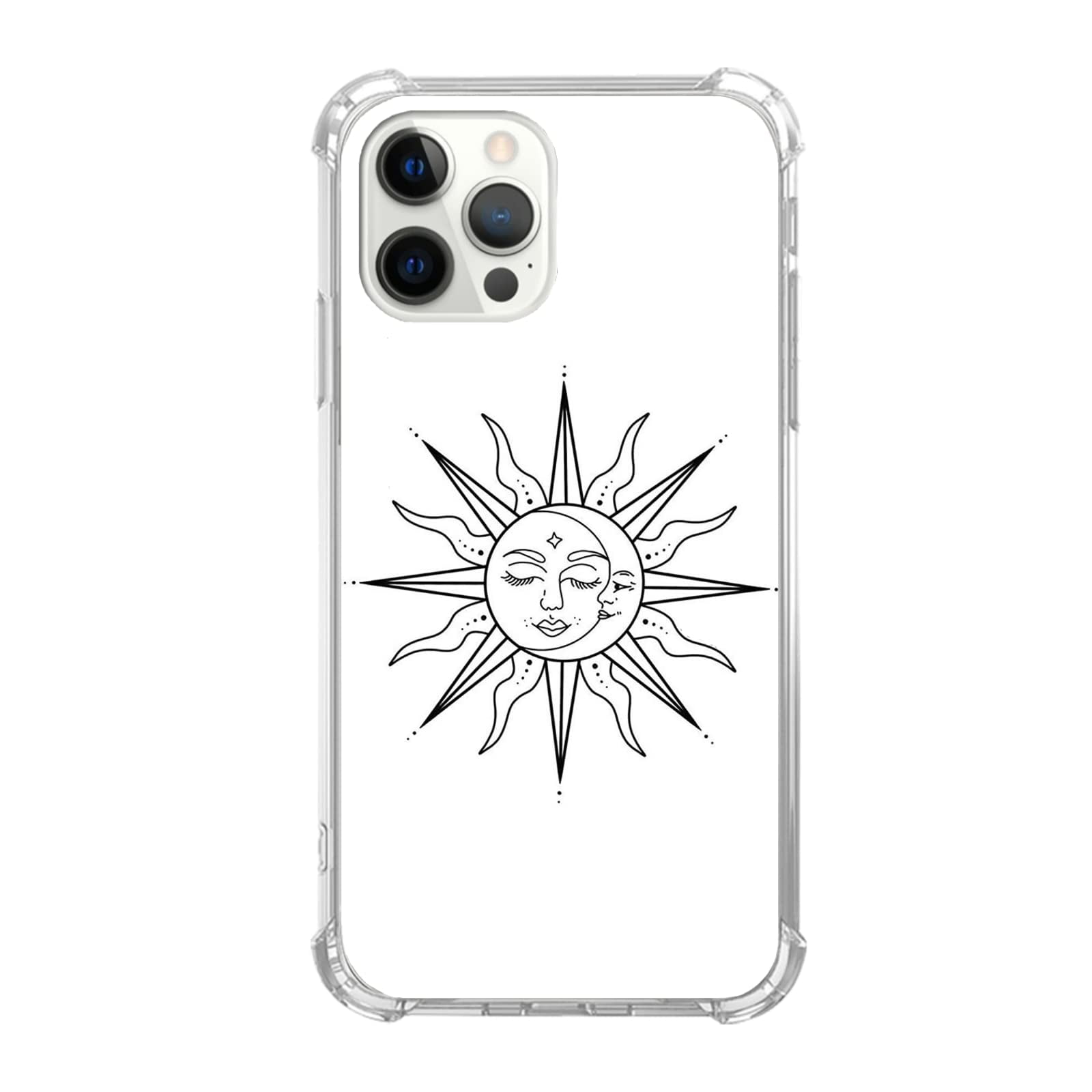 Sun and Moon Case for iPhone 11 Pro,Aesthetic Art Design TPU Shock