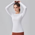 thumbnail image 4 of HUKOEMPN T Shirts for Women Long Sleeve Undershirts Tops Round Neck Slim Fit Baselayer Soft Thermal Underwear Light Thermal Long Sleeve Women White, 4 of 7