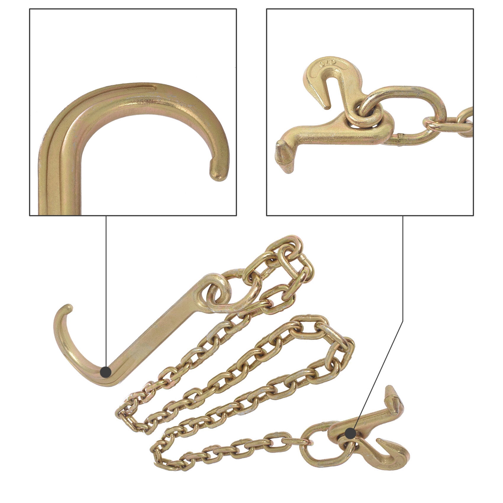 Labwork 5/16 x 6 FT Grade 70 Tow Chain 15 J Hook and T Hook Mini J Hook Recovery Wrecker Axle Tow Truck Chain