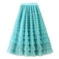 thumbnail image 2 of Lilgiuy Women Mini Elastic Skirt Women's Solid Color Ruffled Mesh Skirt High Waist Prom Poached Skirt Half-length Skirt, 2 of 5