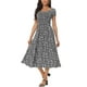 thumbnail image 2 of Vestido Casual Floral para Mujer INSPIRE CHIC con Bolsillos, Cuello Redondo, Manga Corta, Estilo Boho, Midi Flowy, XL Negro, 2 of 6
