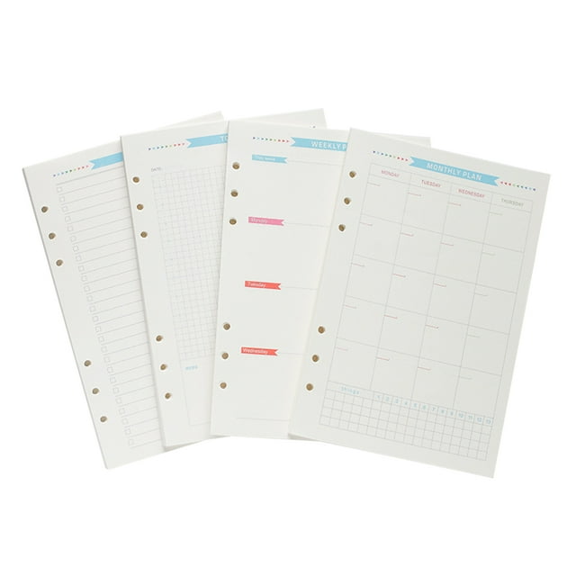 1 Set Assorted Periods Looseleaf Filler Papers 6Hole Spiral Notebook