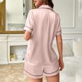 thumbnail image 3 of Besolor Womens Satin Pajamas Casual Lapel Short Sleeve Button down Shirts and Shorts 2 Piece Sets Sleepwear Pjs, 3 of 6