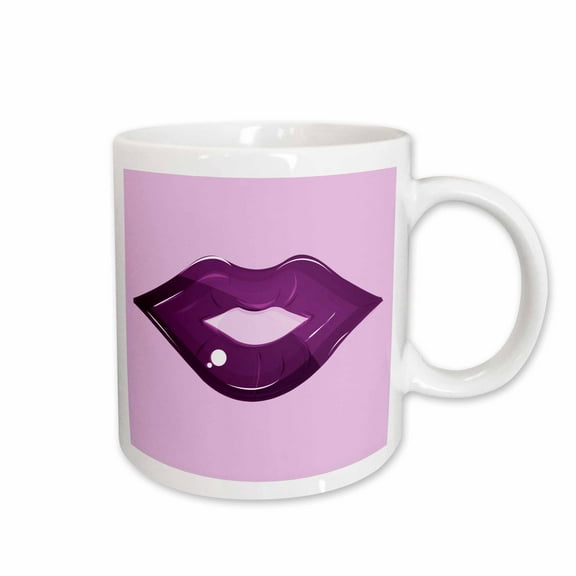 3drose, One Set of Cute Purple Shiny Lips, 11oz Mug