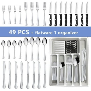 $5/mo - Finance Tribal Cooking 48 Piece Silverware Set - Service for 8 -  Stainless Steel Flatware serving set - Cutlery Set - Knives, Fork, and  Spoon - Utensil sets - Dishwasher Safe - Stunning Polished Finish