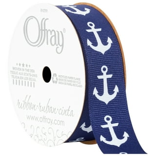 Offray Ribbon, Navy 5/8 inch Grosgrain Polyester Ribbon, 18 feet