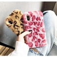 thumbnail image 2 of Compatible with iPhone 12 Fuzzy Plush Case Cute Leopard Furry Fluffy Rabbit Fur Case Warm Soft Handmade Hair Lovely 3D Cover with Luxury Leopard Pattern Protection Case 6.1 inch Pink, 2 of 7