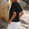 thumbnail image 5 of hoksml Women's Cotton Linen V Neck Short Sleeve Blouse, Button-Down Casual Shirt, Slim Fit Top for Daily and Summer Wear, 5 of 5