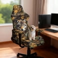 thumbnail image 3 of SCRAWLGOD Camo Hunting Forest Wolf Print 4 Pieces Gaming Chair Covers for Cats Breathable Rotating Gaming Chair Protector Computer Chair Seat Slipcovers with Armrest Covers, 3 of 7