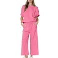 thumbnail image 2 of Teissuly Women'S Loose Solid Color Leisure Set Texture Drawstring Sports Set, 2 of 8