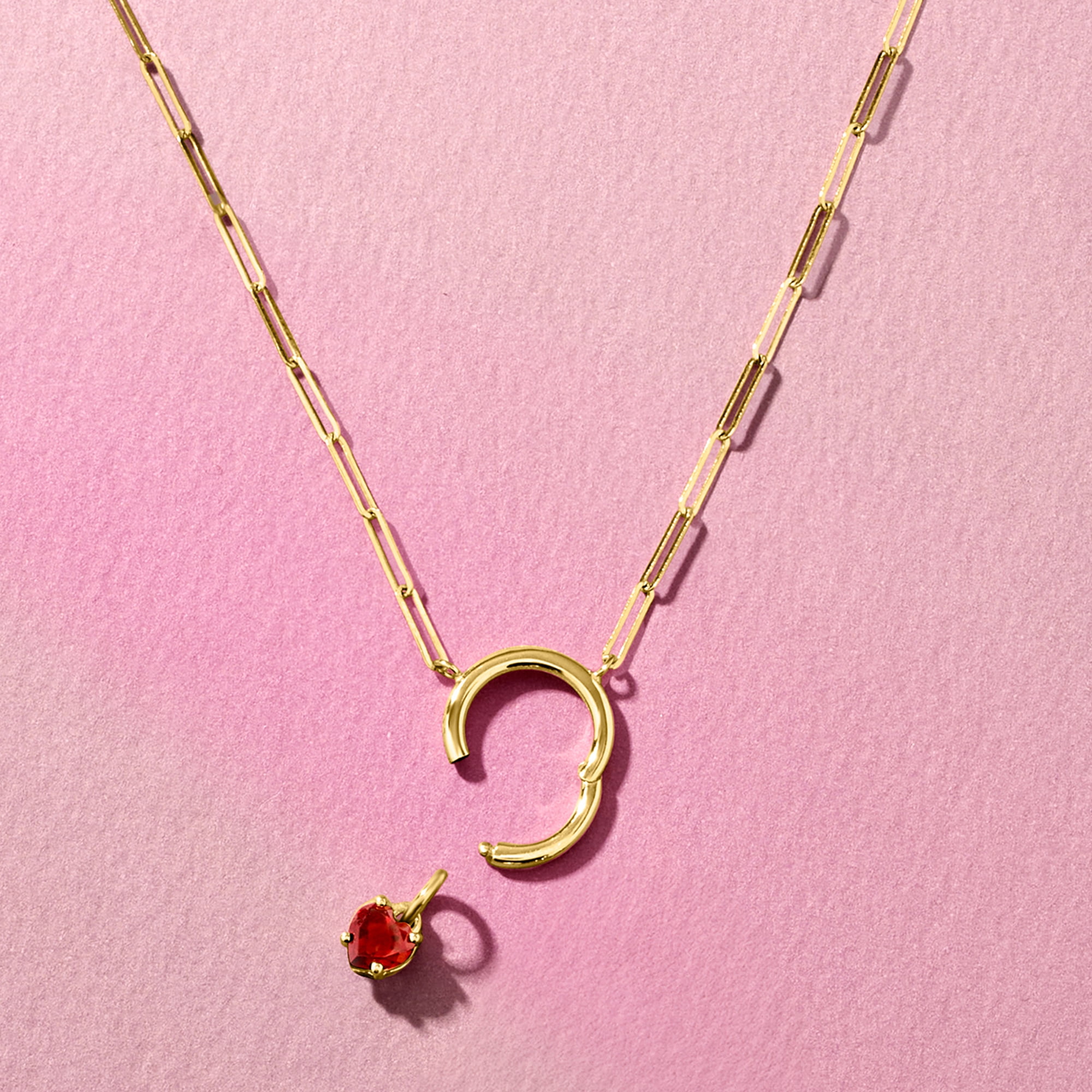 Pure Collection by Ross-Simons 0.50 Carat Garnet Heart Charm in 14kt Yellow Gold, Women's, Adult