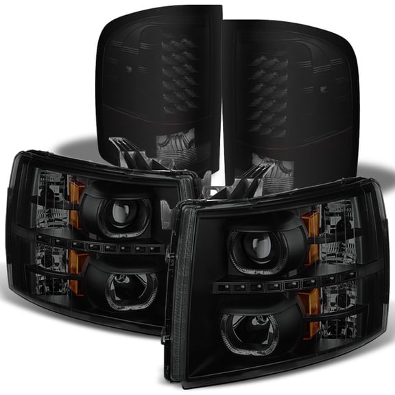 AKKON - For Black Smoked For 07-13 Silverado 1500 2500 3500 HD LED Projector Headlights  LED Tail Light