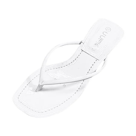 

SEMIMAY Women s Summer Foreign Trade Pure Color PU High Heel Clip Toe Slippers Sandals White