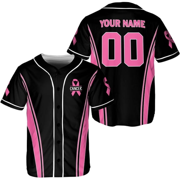 Personalized Breast Cancer Jersey, Pink Ribbon Awareness Soccer Shirt Baseball Breast Cancer Survivor Pride Jersey (S)