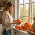 thumbnail image 5 of 7 Pcs Black Faux Pumpkins for Outdoor Gothic Halloween Decor Fall Decor Pumpkins for Indoor Outdoor Home Porch and Table Thanksgiving Halloween Party Decorations, 5 of 7
