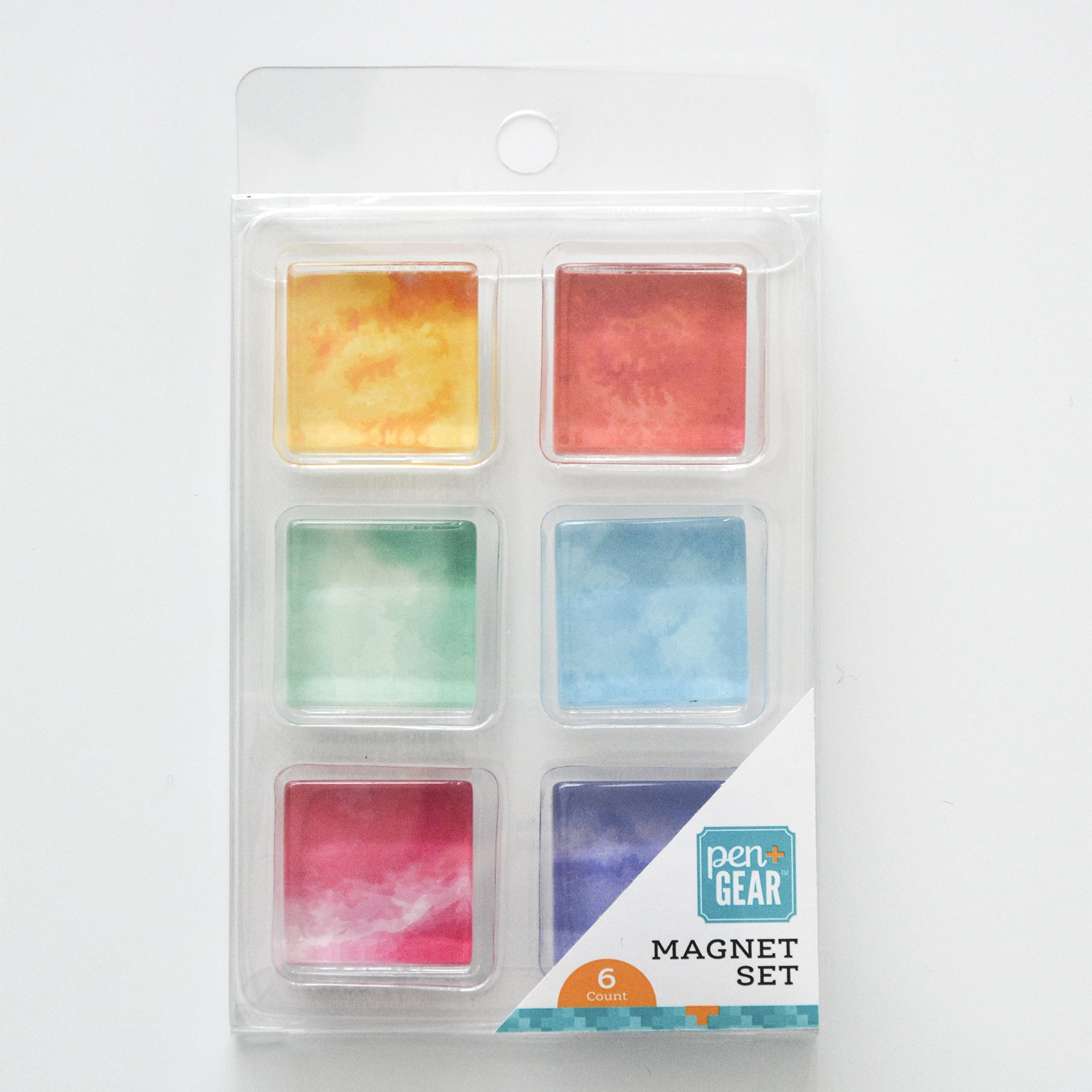 Pen+Gear Glass Refrigerator Magnets,Tie-Dye Color, 6 Count