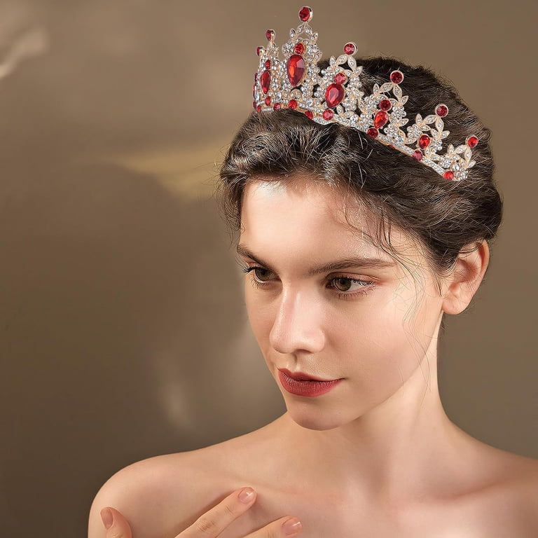 Red rose Women Tiaras for Girls Birthday Party Princess Crown Hair Acces… Amazon.com: Handmade Red Crystal Princess Crown Tiara for  main image 4