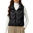thumbnail image 2 of Women's Lightweight Down Vest, Sleeveless Quilted Puffer Jacket with Cotton Blend Shell, Warm Winter Insulated Vest, Slim Fit Casual Sleeveless Coat for Women, Cold Weather Thermal Vest Black XXXL, 2 of 4