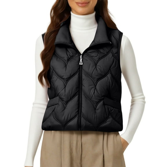 Breezora Women's Cold Weather Lightweight Sleeveless Cotton Vest with Down Insulation for Daily Commute and Cozy Style XXXL Size Black