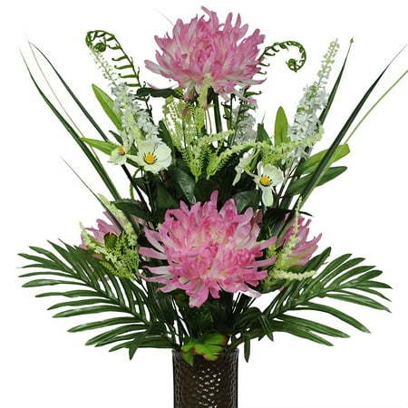 Pink Spider Mums Artificial Bouquet, featuring the Stay-In ...