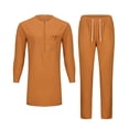 thumbnail image 1 of Robe for Men, Robes for Men, Men Ethnic Style Pocket Zipper Elastic Waist Solid Color Robe Trousers Suit, 1 of 9