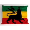 Rasta Pillow Sham Rastafarian Flag with Judah Lion Reggae Music Inspired Design Image, Decorative Standard Size Printed Pillowcase, 26 X 20 Inches, Black Red Green and Yellow, by Ambesonne