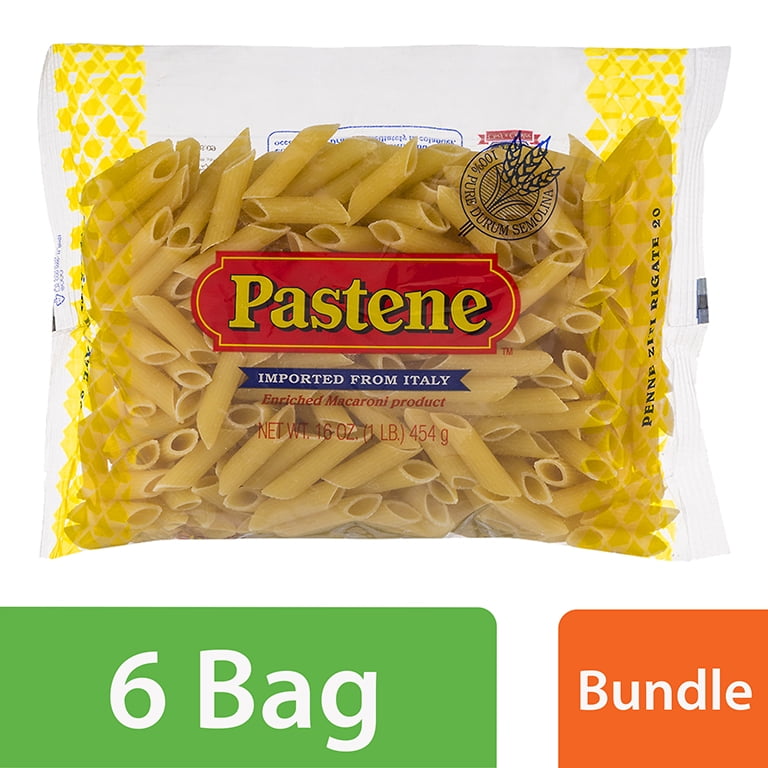 Pastene Penne Ziti Rigate Enriched Pasta 16 oz (6 Packs)