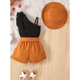 thumbnail image 4 of Lnzyyephy Kids Girls Shorts Set, Sleeveless Vest with Belted Shorts and Hat Summer Outfit for Casual Daily, 4 of 9