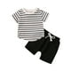 thumbnail image 1 of Gibobby Camisa&nbsp;Vaquera Niños pequeños de verano de manga corta a rayas estampados Tops pantalones cortos 2 uds conjuntos de ropa para niños ropa（Blanco， 6-12 Meses), 1 of 4