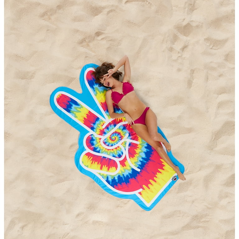 Giant Tye Dye Peace Sign Beach Towel, Oversized Beach Towel, Ulta