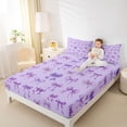 thumbnail image 4 of Feelyou Modern Cartoon Bow Twin Sheet Sets, Fashion Princess Ribbon Twin Fitted Sheet, Dreamy Purple Abstract Flat Sheet, Luxury Bedroom Decor, 3 Pieces, 4 of 7