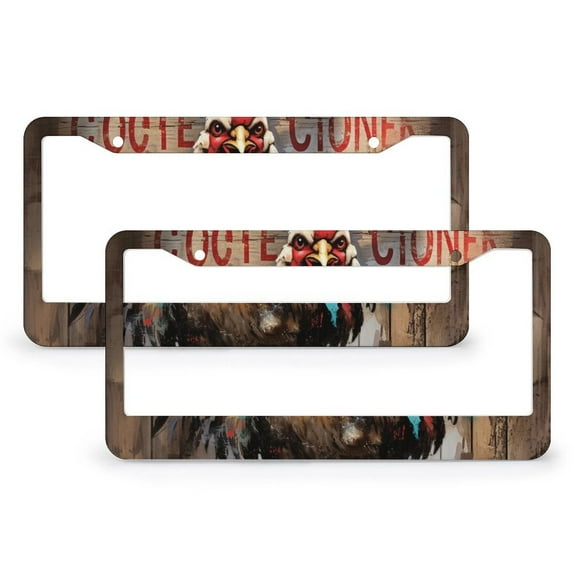 License Plate Cover Farm Chickens Auto Decorative Frames Cars Protector Cover Holder 2 PCS Watercolor Rooster Aluminum Metal License Plate Frame Fits All Car