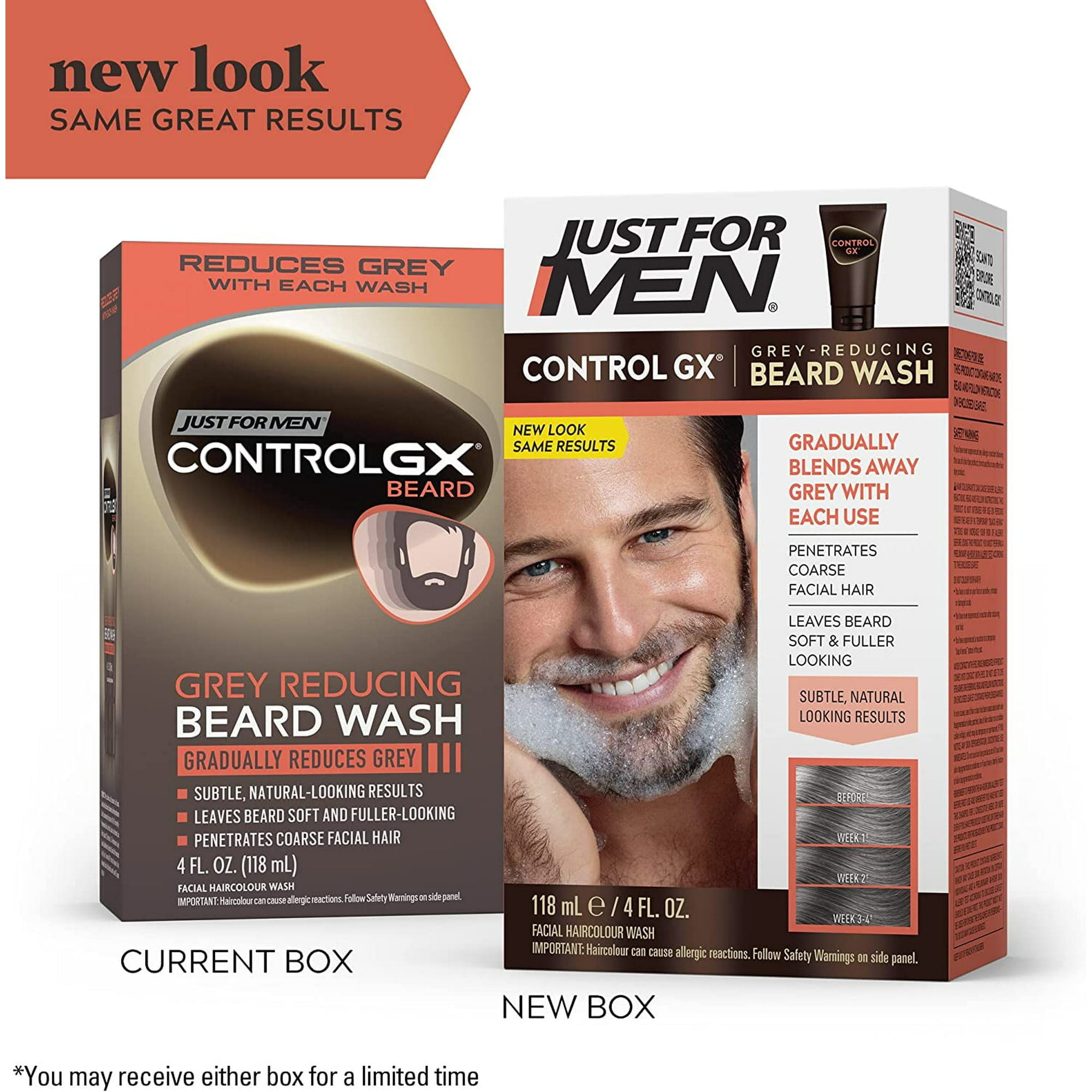 Just For Men Control GX Gradual Grey Reducing Beard Hair Wash 4 oz, 3 Pack