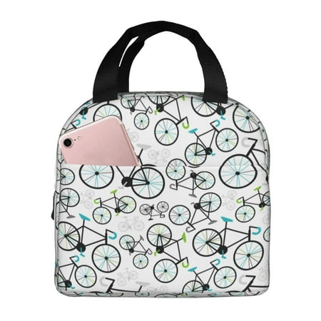 Insulated Lunch Bag for Women Men - Bike Pattern Minimalist Leakproof Cooler Lunch Box for Women Men  Lunch Tote Bags for Work School Picnic Travel