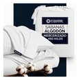 thumbnail image 1 of Juego De Sábanas Queen Size Algodón Mercerizado Premium 450 Hilos Esquimal, Certificación Oeko-tex, Blanco, 1 of 7