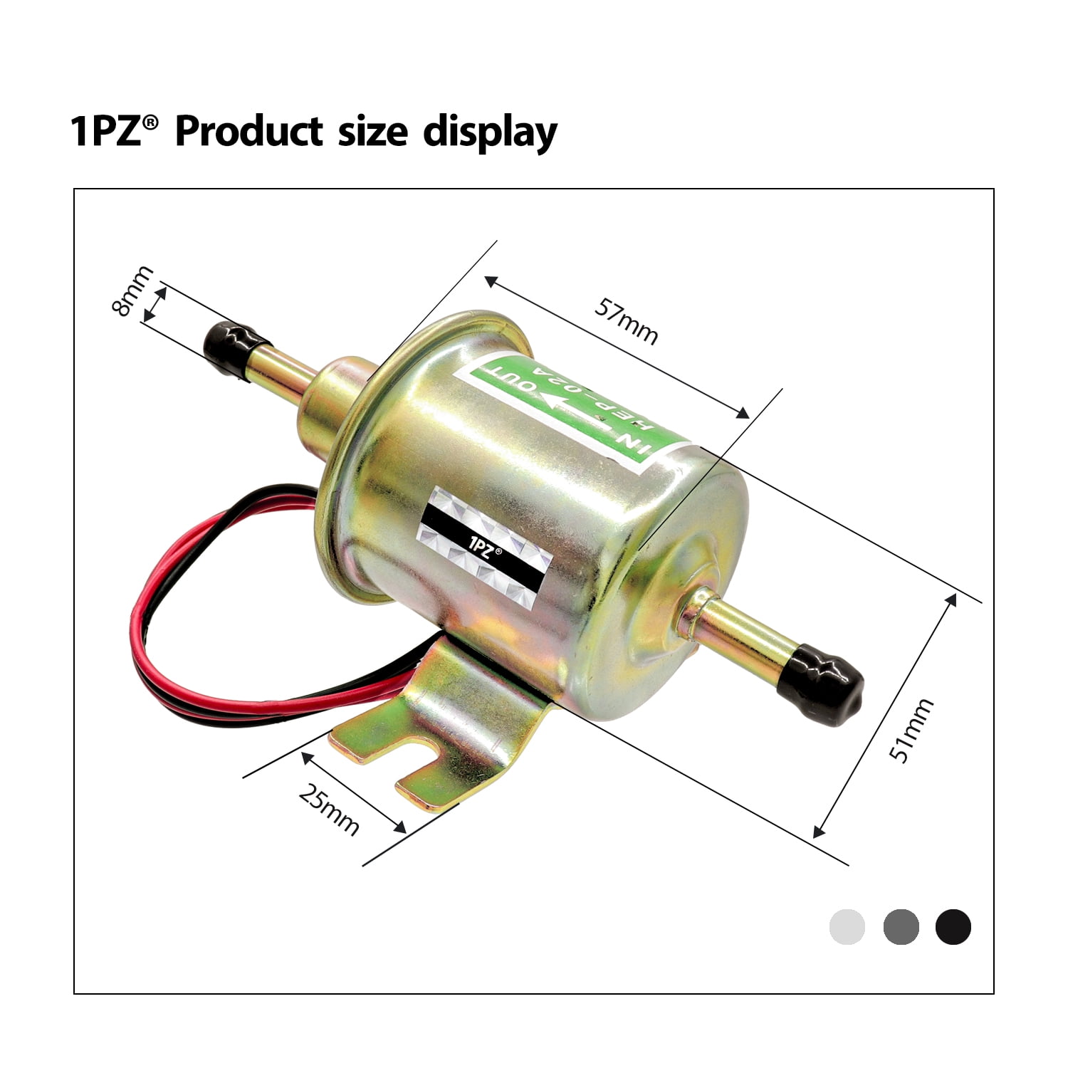 1PZ 2 Packs 12V Inline Low Pressure Electric Fuel Pump HEP-02A Universal Gas Diesel