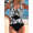 Monochrome, variant on Women's Floral Print One Piece Swimsuit, Tummy Control Ruched V Neck Bathing Suit with Adjustable Straps