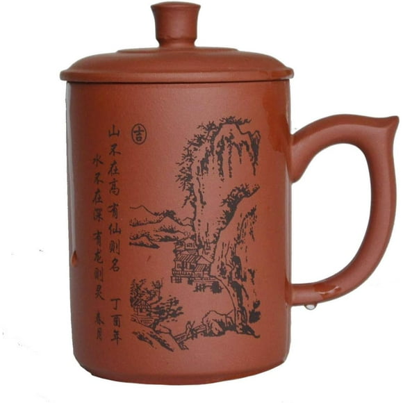 Liang baobao Tasse à Thé en Argile de Sable Violette 500 ml Tasses à Thé Zisha Chinoise Poignées Tasses à Lèvres (Rouge)