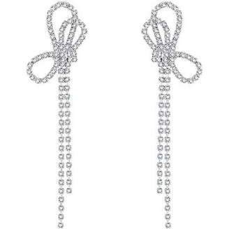 Bow Earrings For Women Trendy Cute Bow Pearl Drop Dangle Earrings Bowknot Stud Jewelry Gift