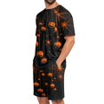 thumbnail image 4 of Dwelliawo Men's Short Sleeve Pajama Set Summer Pjs Set 2 Piece Loungewear Sleepwear with Pockets Orange L, 4 of 6